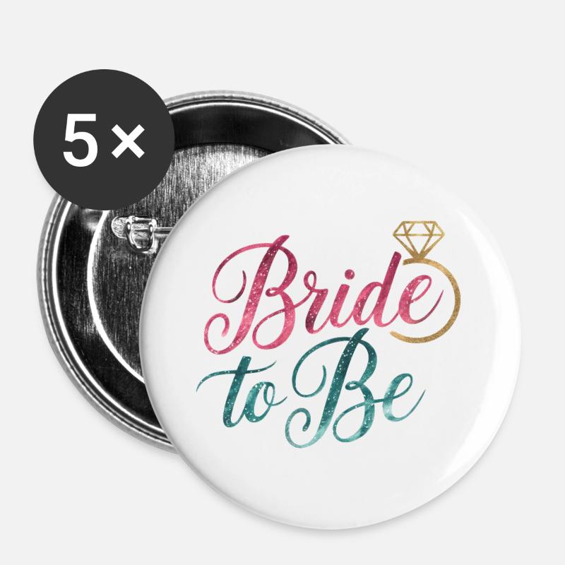 Kommende brud - Buttons/Badges stor, 56 mm (5-pack) - hvid
