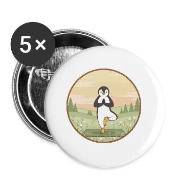 Yoga Pingouin Animal faisant de l’art en posture d’arbre - Lot de 5 grands badges (56 mm) - blanc - Devant