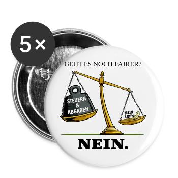 Geht es noch fairer - Buttons groß 56 mm (5er Pack) - Weiß - Vorne