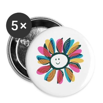 Windmill Flower  - Buttons large 2.2''/56 mm (5-pack) - white - Front