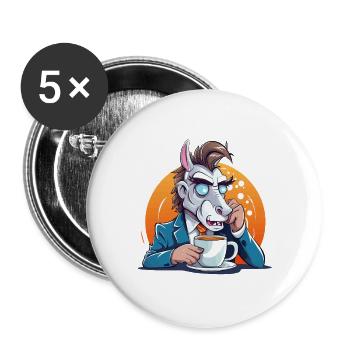 Office donkey drinking coffee - Buttons large 2.2''/56 mm (5-pack) - white - Front
