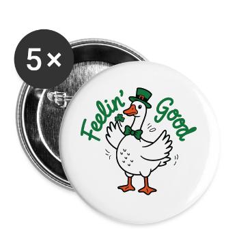 Lucky Duck St Patrick's Leap - Buttons large 2.2''/56 mm (5-pack) - white - Front