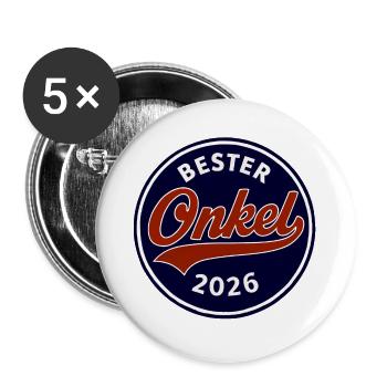 Badge du meilleur oncle 2026 - Lot de 5 grands badges (56 mm) - blanc - Devant