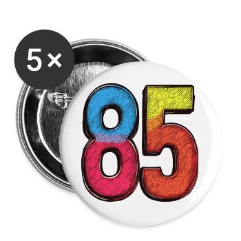 85 Nombre Coloré - Lot de 5 grands badges (56 mm) - blanc - Devant