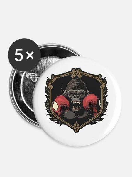 Gorilla Boxer MMA - Buttons groß 56 mm (5er Pack) - Weiß