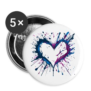 Key West inspired Heart dark - Buttons large 2.2''/56 mm (5-pack) - white - Front