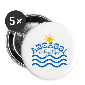 Argassi Zakynthos Sonnenwellen - Buttons groß 56 mm (5er Pack) - Weiß - Vorne
