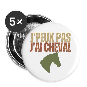 Ich kann nicht, ich habe ein Pferd - Buttons groß 56 mm (5er Pack) - Weiß - Vorne