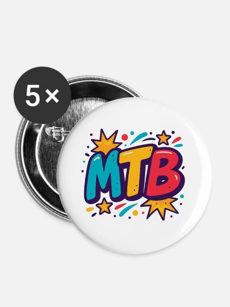 MTB Pop-Art Knall - Buttons groß 56 mm (5er Pack) - Weiß