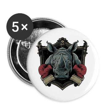 Rhino Boxer MMA - Lot de 5 grands badges (56 mm) - blanc - Devant