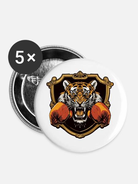 Tiger Boxer MMA - Buttons groß 56 mm (5er Pack) - Weiß