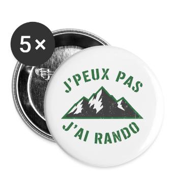 Green Mountains and Slogan Hiking - Buttons large 2.2''/56 mm (5-pack) - white - Front