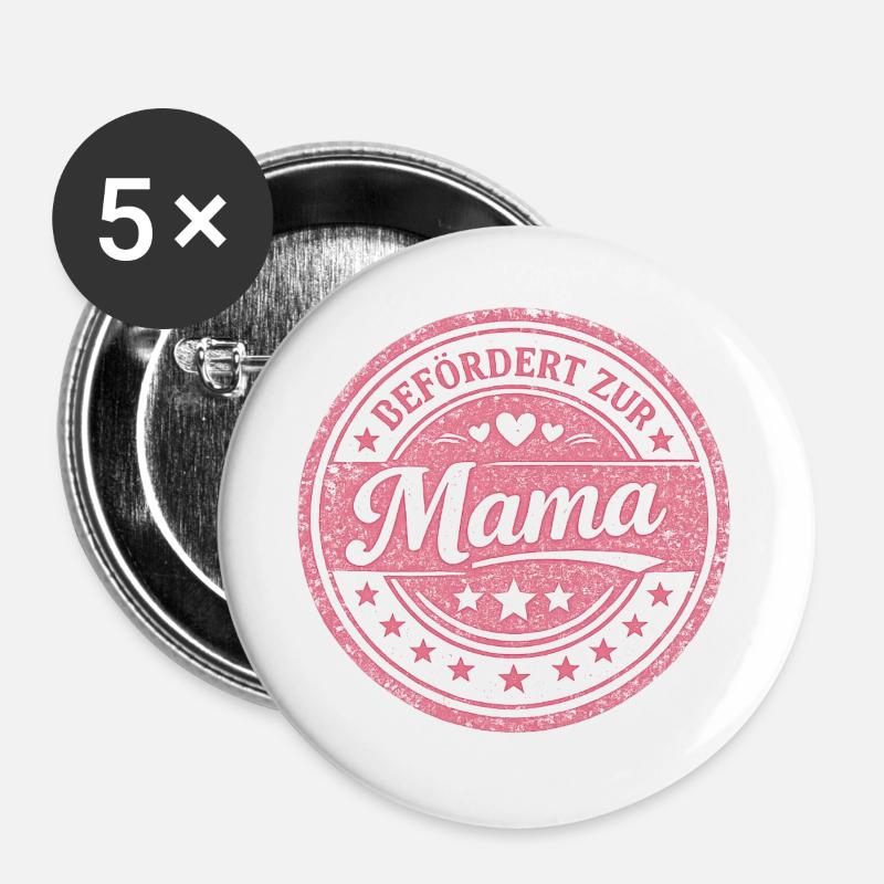 Promoted to Mom Gift - Buttons large 2.2''/56 mm (5-pack) - white