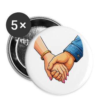 Hands together pair - Buttons large 2.2''/56 mm (5-pack) - white - Front