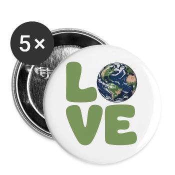 Earth Love Eco-Typografie - Buttons groß 56 mm (5er Pack) - Weiß - Vorne