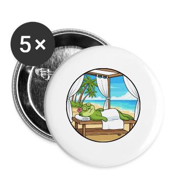 Beach Spa Frog Amphibian Relaxing Art - Buttons large 2.2''/56 mm (5-pack) - white - Front