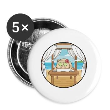 Beach Spa Cat Kitten Relaxing Art - Buttons large 2.2''/56 mm (5-pack) - white - Front