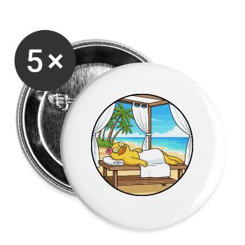 Art relaxant des oiseaux canards au spa de plage - Lot de 5 grands badges (56 mm) - blanc - Devant