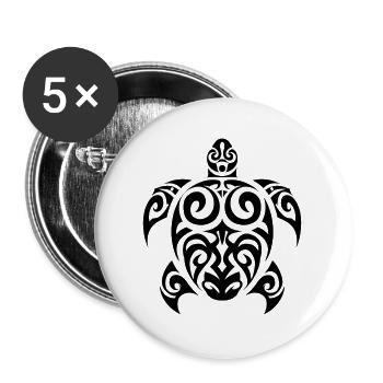 Tortue marine - Lot de 5 grands badges (56 mm) - blanc - Devant