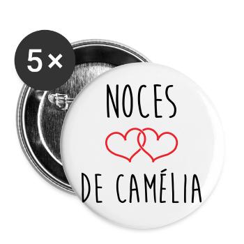 Camellia's Wedding 51 years of marriage - Buttons large 2.2''/56 mm (5-pack) - white - Front