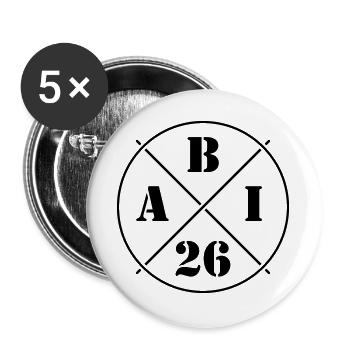 ABI 26 (Abiturient / Abitur 2026 / Symbol / Black) - Buttons groß 56 mm (5er Pack) - Weiß - Vorne