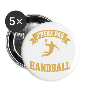 j'peux pas j'ai handball joueur de handball - Lot de 5 grands badges (56 mm) - blanc - Devant