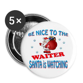 SANTA WAITER - Buttons groß 56 mm (5er Pack) - Weiß - Vorne
