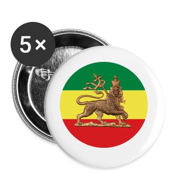 Lion of Judah Rasta Reggae Roots Jah Rastafari - Buttons groß 56 mm (5er Pack) - Weiß - Vorne