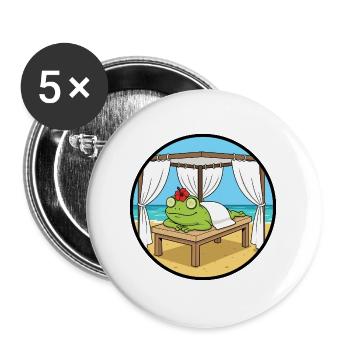 Beach Spa Frog Amphibian Relaxing Art - Buttons large 2.2''/56 mm (5-pack) - white - Front