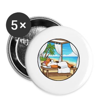 Beach Spa Fox Animal Relaxing Art - Buttons large 2.2''/56 mm (5-pack) - white - Front