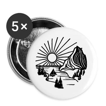 Feiertagslandschaft (Schwarz) - Buttons groß 56 mm (5er Pack) - Weiß - Vorne