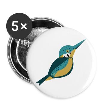 Geometrischer Eisvogel mit Punkten L-Blau - Buttons groß 56 mm (5er Pack) - Weiß - Vorne