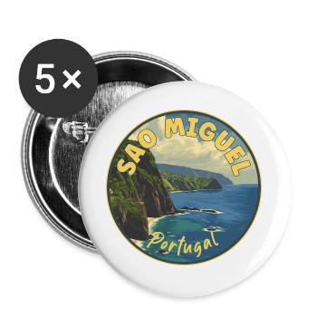 Explore Sao Miguel Island Azores Portugal - Buttons large 2.2''/56 mm (5-pack) - white - Front