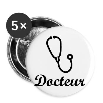 Docteur stéthoscope professionnel santé - Lot de 5 grands badges (56 mm) - blanc - Devant