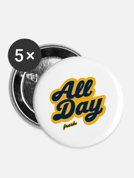 All Day Fresh - Buttons groß 56 mm (5er Pack) - Weiß