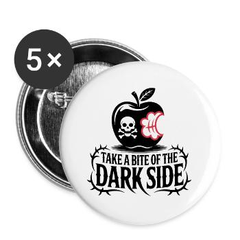 Dark Apple with Bite Design - Buttons large 2.2''/56 mm (5-pack) - white - Front