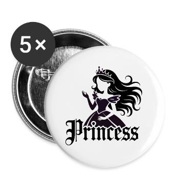 Prinzessin Silhouette - Buttons groß 56 mm (5er Pack) - Weiß - Vorne