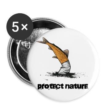 Naturschutz Gewässerschutz Zigarette - Buttons groß 56 mm (5er Pack) - Weiß - Vorne