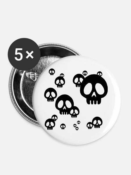Black Skull Invasion - Buttons groß 56 mm (5er Pack) - Weiß