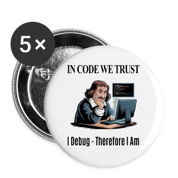 Descartes an der Tastatur – für weißen Hintergrund - Buttons groß 56 mm (5er Pack) - Weiß - Vorne
