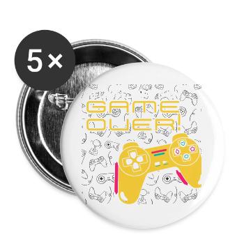 Born to Game – Gamer Lifestyle Graphic Design - Lot de 5 grands badges (56 mm) - blanc - Devant