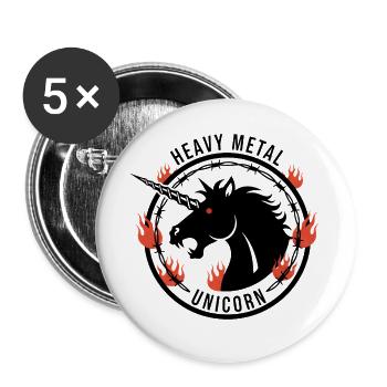 Heavy Metal Unicorn - Gothic Einhorn - Buttons groß 56 mm (5er Pack) - Weiß - Vorne