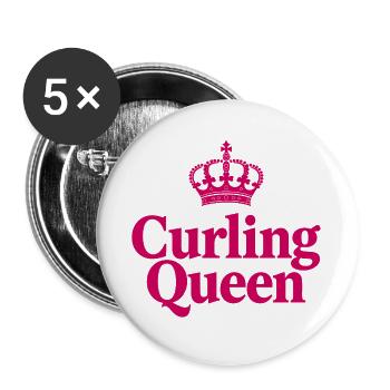 Curling Queen - Die Königin auf dem Eis - Buttons groß 56 mm (5er Pack) - Weiß - Vorne