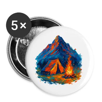 Mountain tent in a sea of flames - Buttons large 2.2''/56 mm (5-pack) - white - Front