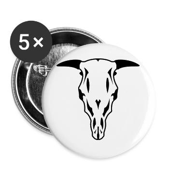Crâne de taureau - Lot de 5 grands badges (56 mm) - blanc - Devant