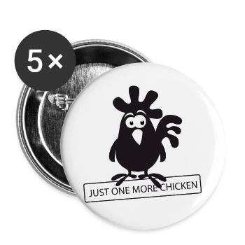 Fans de poulet - Coq - Coq - Poulet de soie - Bio - Lot de 5 grands badges (56 mm) - blanc - Devant