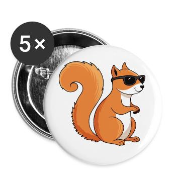 Écureuil chic lunettes de soleil - Lot de 5 grands badges (56 mm) - blanc - Devant
