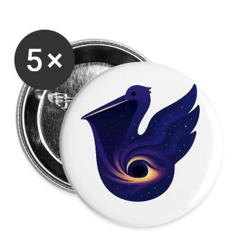 Kosmischer Vogel, Reiher, Kranichstorch - Buttons groß 56 mm (5er Pack) - Weiß - Vorne