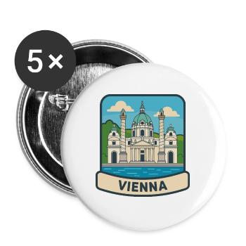 Vienna Austria Karlskirche Vintage Travel Emblem - Buttons large 2.2''/56 mm (5-pack) - white - Front
