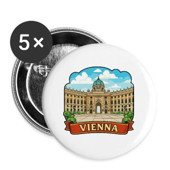 Vienna Austria Hofburg Palac Ribbon Travel Crest - Buttons large 2.2''/56 mm (5-pack) - white - Front